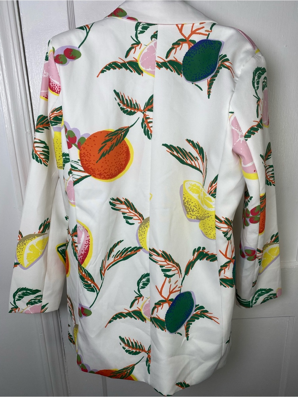 Boutique J.Renee White Citrus-Print Double-Breasted Blazer - Picture 2 of 5